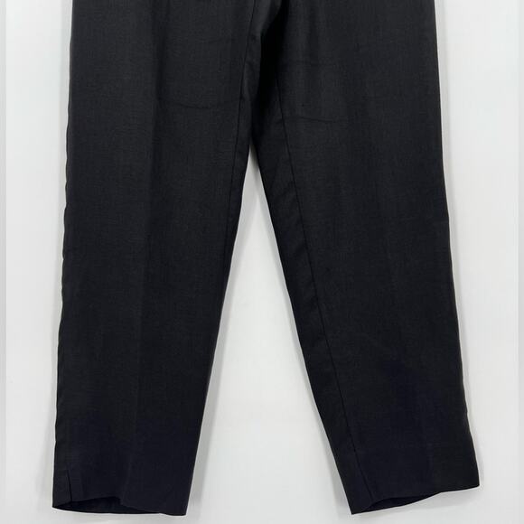 Talbots 100% Irish Linen Pants Trousers Solid Black Pockets Lined Belt Loops 4 - Picture 3 of 12